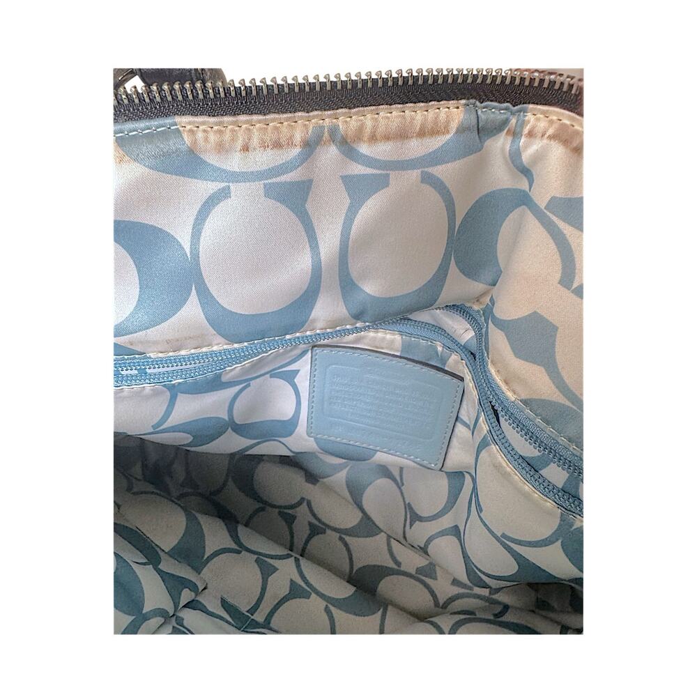 Coach Mini Hampton Tote Black Nylon Leather Trim Blue Lining Shoulder - Picture 10 of 12